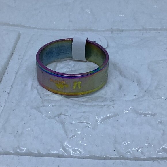 Stainless Steel Sliver Metallic Rainbow Love Ring Unisex Sliver Tone‎ Size 12 - Picture 5 of 9